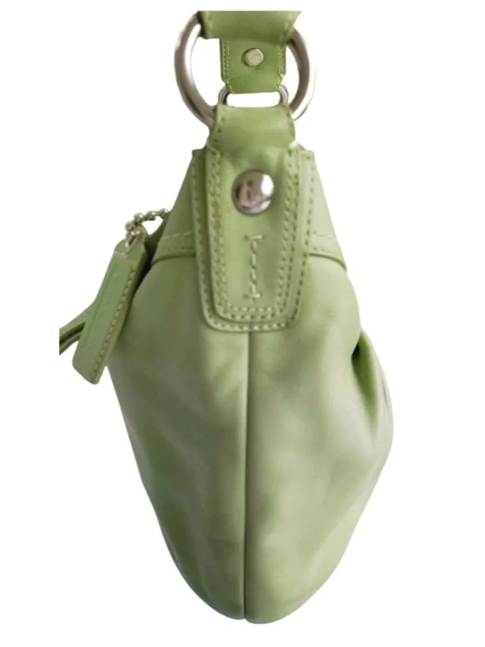 Vintage Y2K Coach Soho Pleated Leather Shoulder Bag Lime Green F13731 Hobo Purse - Picture 6 of 16